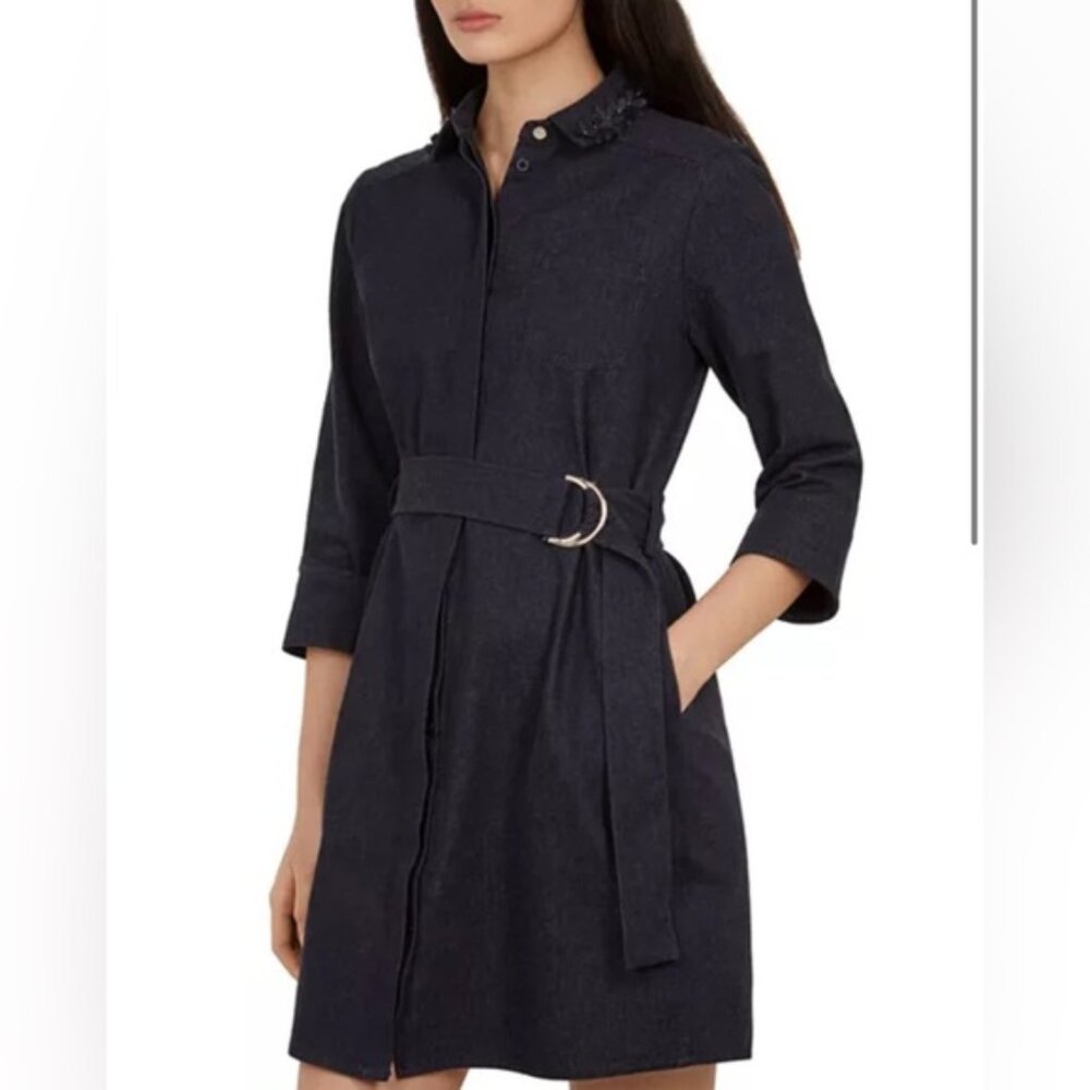 ❌❌SOLD❌❌Ted BakerSalat Embellished-Collar Denim Dress USA 8
